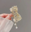 High-end tassel lily of the valley women's hairpin medium-sized, half-tied hair at the back of the head, elegant water diamond bow hairpin headwear, national trend series Item Picture